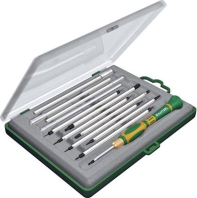 Отвертка с битами KRAFTOOL X-Turbo для точных работ со сменными стержнями и головками [25611-H12]