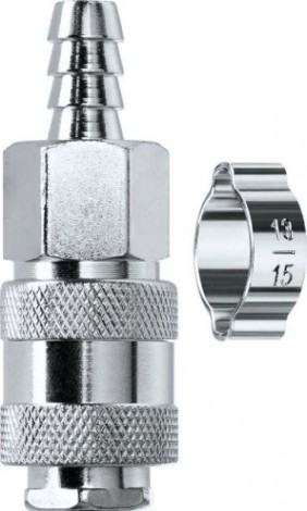 Переходник KRAFTOOL штуцер "елочка" 10 мм-рапид муфта, с хомутом [06596-10]