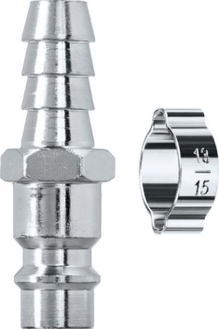 Переходник KRAFTOOL штуцер "елочка" 10 мм-рапид с хомутом [06597-10]