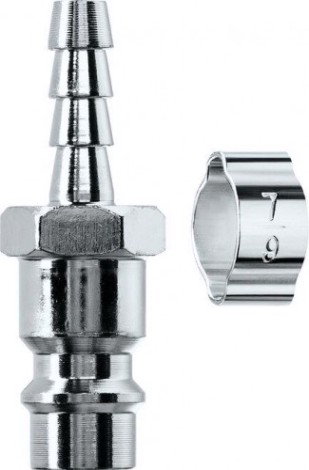 Переходник KRAFTOOL штуцер "елочка" 6 мм-рапид с хомутом [06597-06]