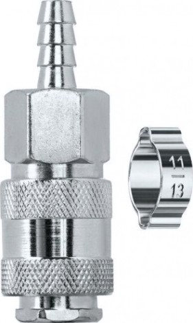 Переходник KRAFTOOL штуцер "елочка" 8 мм-рапид муфта, с хомутом [06596-08]