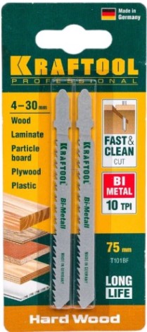 Пилки по дереву KRAFTOOL T101BF чистый рез, шаг 2,5мм, 75мм, 2 шт. [159507-2,5]