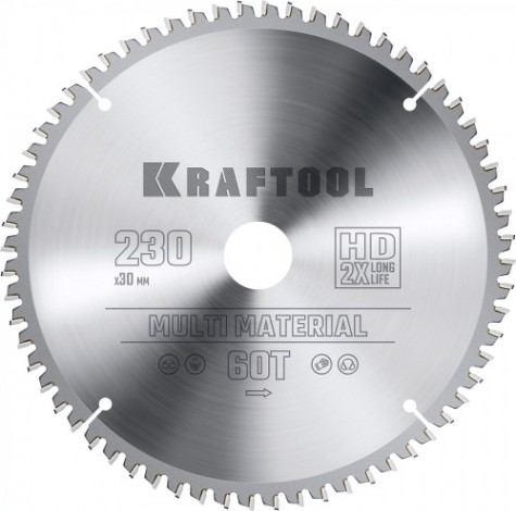 Пильный диск по алюминию KRAFTOOL Multi Material 230х30мм 64T [36953-230-30]