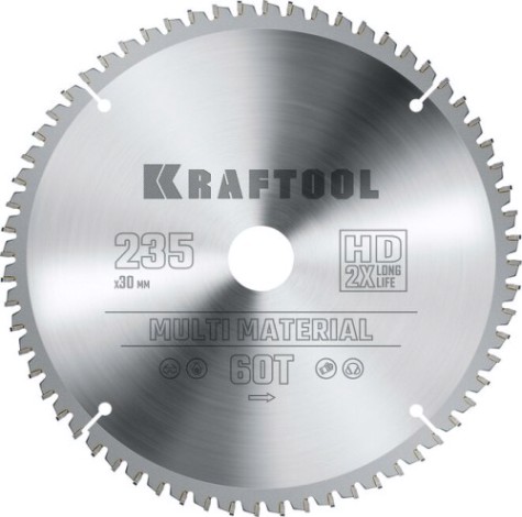 Пильный диск по алюминию KRAFTOOL Multi Material 235х30мм 64T [36953-235-30]