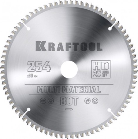 Пильный диск по алюминию KRAFTOOL Multi Material 254х30мм 80Т [36953-254-30]
