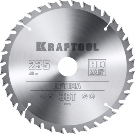 Пильный диск по дереву KRAFTOOL 36951-235-30 Optima 235х30мм 36T