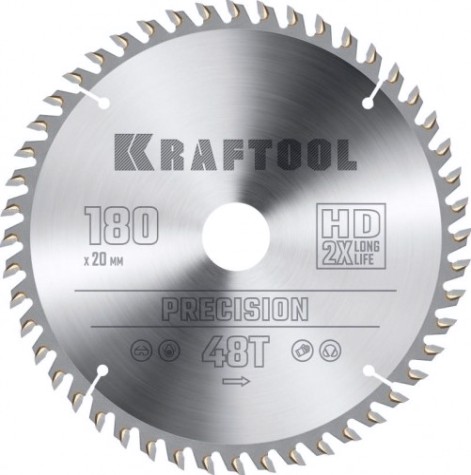Пильный диск по дереву KRAFTOOL 36952-180-20 PRECISSION 180х20мм 48T