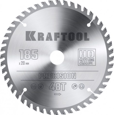 Пильный диск по дереву KRAFTOOL 36952-185-20 PRECISSION 185x20мм 48T