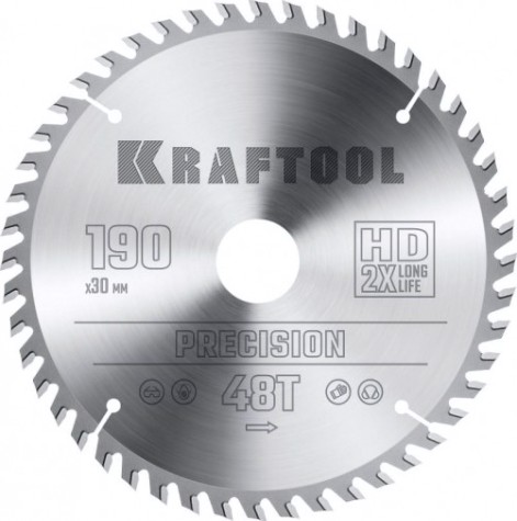 Пильный диск по дереву KRAFTOOL 36952-190-30 PRECISSION 190х30мм 48T