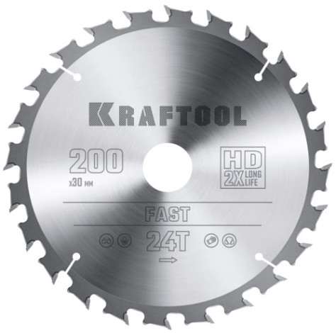 Пильный диск по дереву KRAFTOOL Fast 200х30мм 24T [36950-200-30]