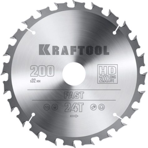 Пильный диск по дереву KRAFTOOL Fast 200х32мм 24T [36950-200-32]