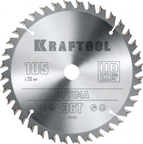 Пильный диск по дереву KRAFTOOL Optima 185х20мм 36Т [36951-185-20]