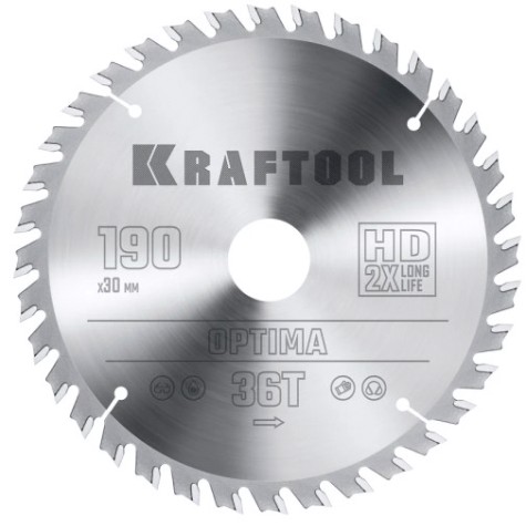 Пильный диск по дереву KRAFTOOL Optima 190х30мм 36T [36951-190-30]