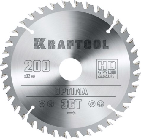Пильный диск по дереву KRAFTOOL Optima 200х32мм 36T [36951-200-32]