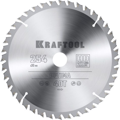 Пильный диск по дереву KRAFTOOL Optima 254х30мм 40т [36951-254-30]