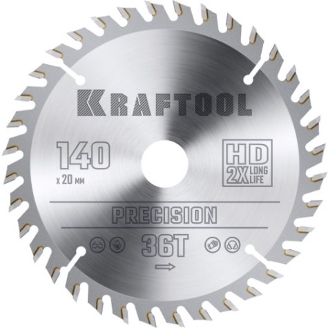 Пильный диск по дереву KRAFTOOL PRECISION 140х20мм 36T [36952-140-20]