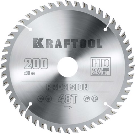 Пильный диск по дереву KRAFTOOL PRECISION 200х30мм 48T [36952-200-30]