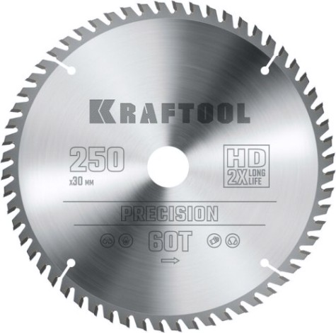 Пильный диск по дереву KRAFTOOL PRECISION 250х30мм 60т [36952-250-30]