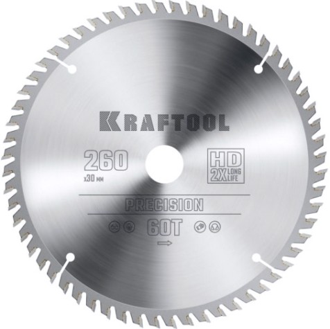 Пильный диск по дереву KRAFTOOL PRECISION 260х30мм 60т [36952-260-30]