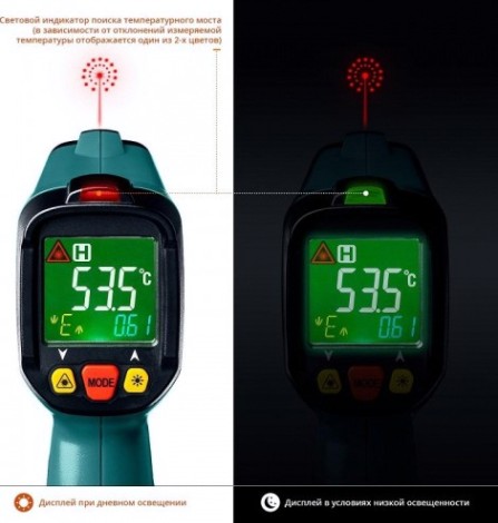 Пирометр KRAFTOOL TRM-550 инфракрасный, -50°с +550°с, [45705-550]