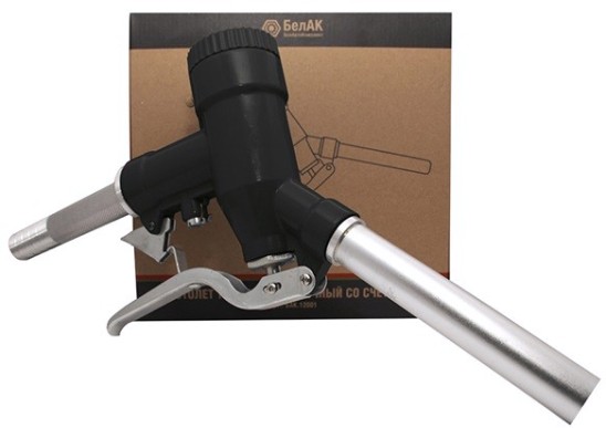 Пистолет топливораздаточный БелАК 1" с счетчиком и ручным отсекателем, 25-60 л/мин [БАК.12015]