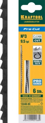 Полотно для пил по дереву KRAFTOOL Pro Cut 15340-03 с двойным зубом 130мм, 6шт. [15340-03]