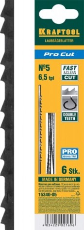 Полотно для пил по дереву KRAFTOOL Pro Cut 15340-05 с двойным зубом, 130мм, 6шт. [15340-05]