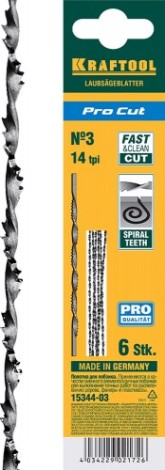 Полотно для пил по дереву KRAFTOOL Pro Cut 15344-03 и гипсу, спиральное, 130мм, 6шт. [15344-03]