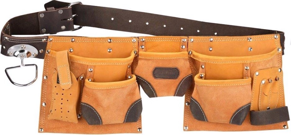 Пояс для инструментов, кожаный KRAFTOOL 9 карманов 1-38520 [1-38520]