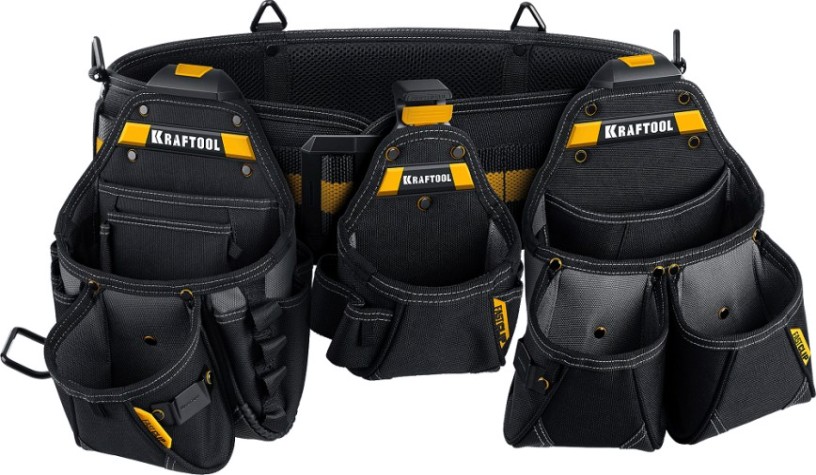 Пояс монтажника KRAFTOOL KBS-4 в комплекте: пояс монтажника и 3 сумки [38760-4]