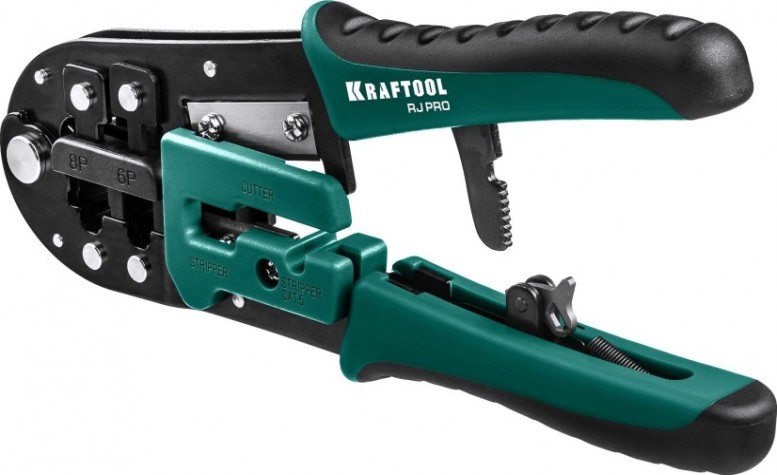 Пресс-клещи KRAFTOOL RJ-Pro универсальные rj45, rj11/rj12 [22698]