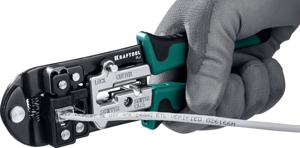 Пресс-клещи KRAFTOOL RJ универсальные rj45, rj11/rj12 [22699]