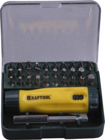 Реверсивная отвертка KRAFTOOL "EXPERT" со вставками, 32 предмета, 26142-Н32 [26142-H32]