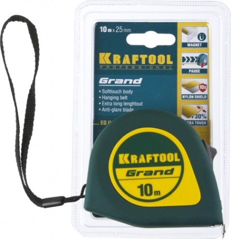 Рулетка KRAFTOOL "GRAND" 10.0 м [34022-10-25]