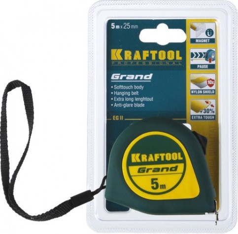 Рулетка KRAFTOOL "GRAND" 5мx25 мм. [34022-05-25]