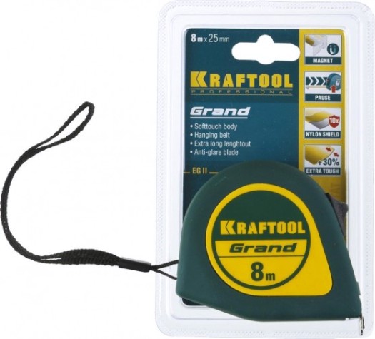 Рулетка KRAFTOOL "GRAND" 8.0 м [34022-08-25]