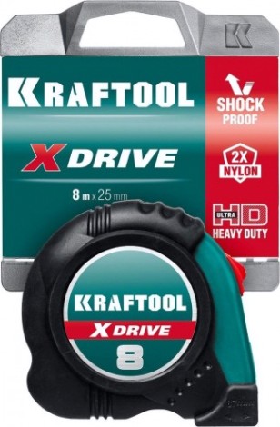 Рулетка KRAFTOOL X-Drive 5м/19мм с ударостойким обрезиненным корпусом [34122-05-19_z02]