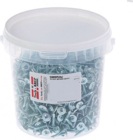 Саморез Tech-KREP 4,2 х 19 (ведро 1000 шт.) с прессшайбой со сверлом [100997]