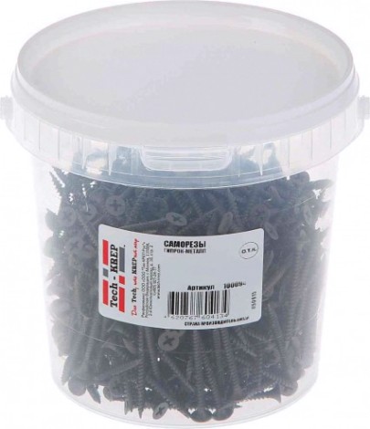 Саморез Tech-KREP 4,2 х 90 (ведро 100 шт.) с частым шагом для гипсокартона [100098]