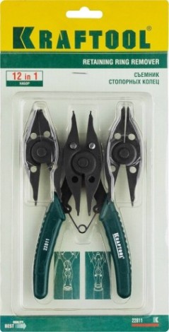 Съемник KRAFTOOL 22811 стопорных колец внешний/внутренний, 12-в-1