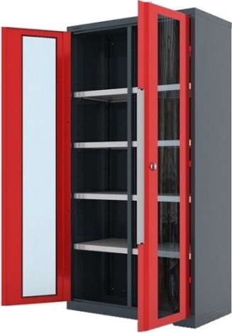 Шкаф инструментальный FERRUM "Premium" 1000х500х1950 h двери со стеклом, перегор., 8 полок RAL7016/3000 [13.2082]