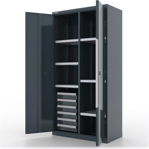 Шкаф инструментальный FERRUM "Premium" 13.2661 с перегородкой, 6 полок, 6 ящиков RAL7016(серый) [13.2661]