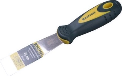 Шпатель малярный с двухкомпонентной ручкой KRAFTOOL 10035-100 100 мм, полотно из нержавеющей стали
