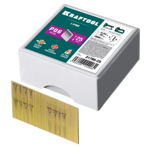 Шпильки для пневматического нейлера KRAFTOOL 31786-25 P 0.6, 25 мм, 10000 шт.