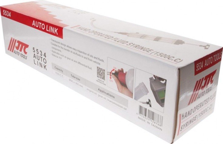 Шприц плунжерный маслозаливной JTC 5534 1500мл, d90х360 мм, полипропилен [JTC-5534]