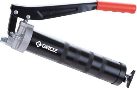 Шприц рычажного типа GROZ GR42640 с гибким шлангом и насадкой, двойной поршень