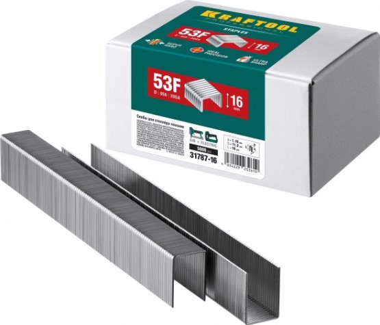 Скоба KRAFTOOL плоскя 16 мм тип 53f, 5000 шт. [31787-16]