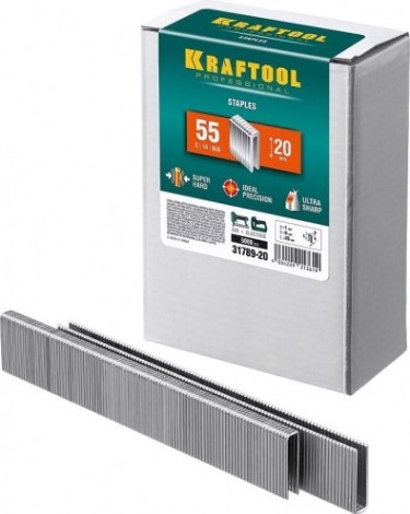 Скоба KRAFTOOL тип 55 20 мм для степлера узкие 5000 шт [31789-20]