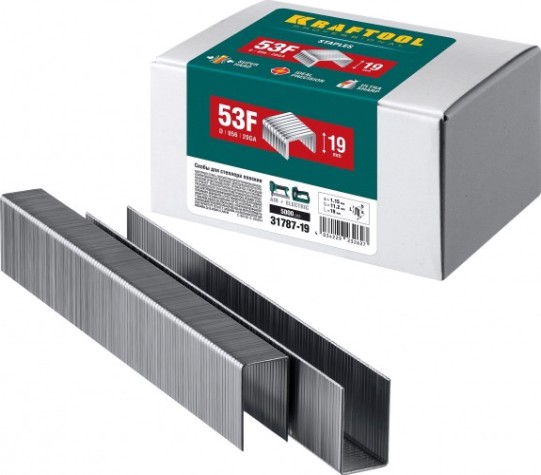 Скобы KRAFTOOL 19мм плоские тип 20GA, 5000 шт. [31787-19]