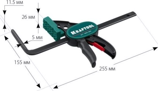 Струбцина быстрозажимная KRAFTOOL GT 160 мм универс. для направ. шин [32237]